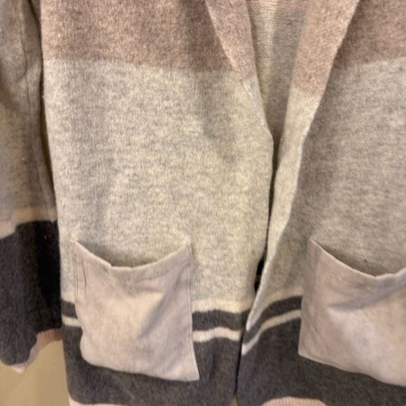 Anthropologie Angel of The North Brown Gray Stripe 100% Lambswool Sweater Medium - Picture 8 of 10